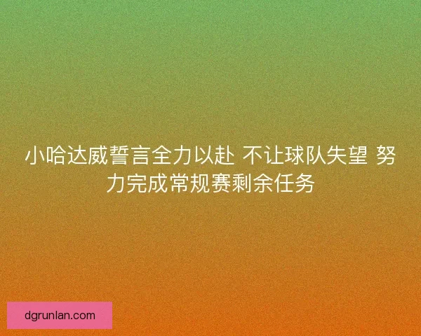 小哈达威誓言全力以赴 不让球队失望 努力完成常规赛剩余任务 小哈达威誓言全力以赴 不让球队失望 努力完成常规赛剩余任务