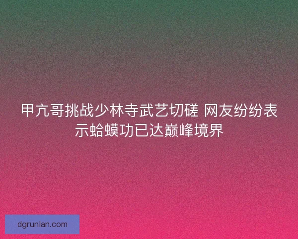 甲亢哥挑战少林寺武艺切磋 网友纷纷表示蛤蟆功已达巅峰境界 甲亢哥挑战少林寺武艺切磋 网友纷纷表示蛤蟆功已达巅峰境界